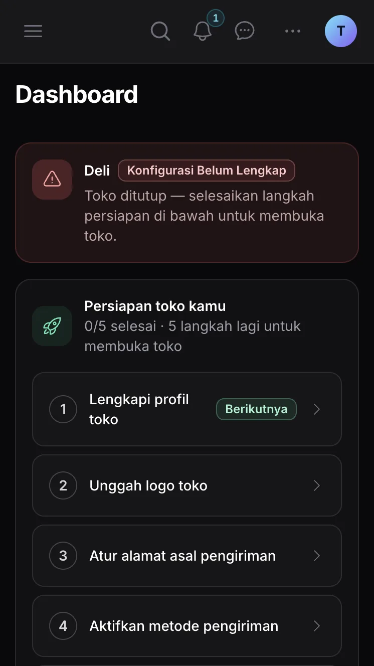 Dashboard admin Ckout
