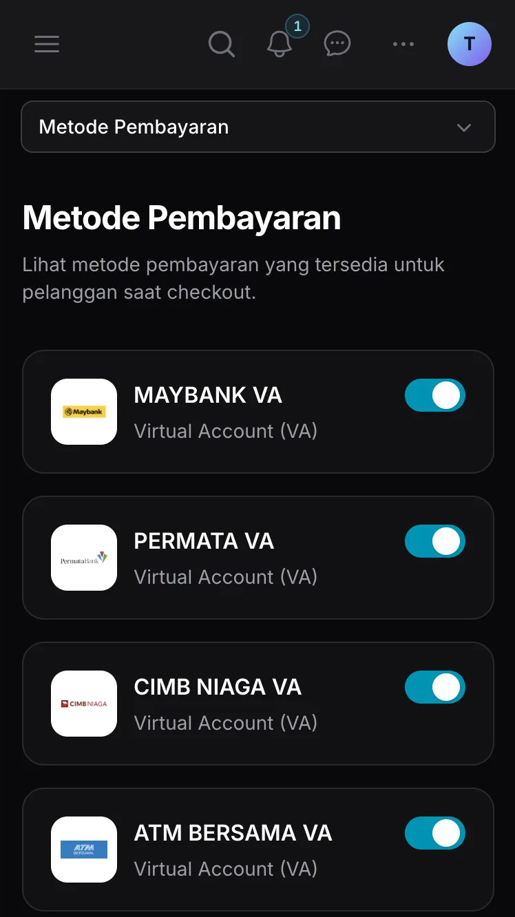 Halaman metode pembayaran Ckout