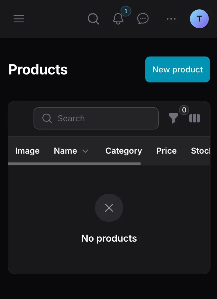 Daftar produk di dashboard Ckout