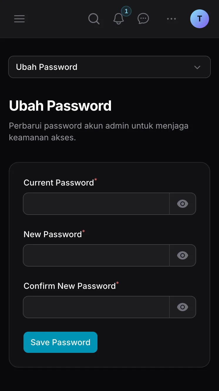 Halaman ubah password Ckout